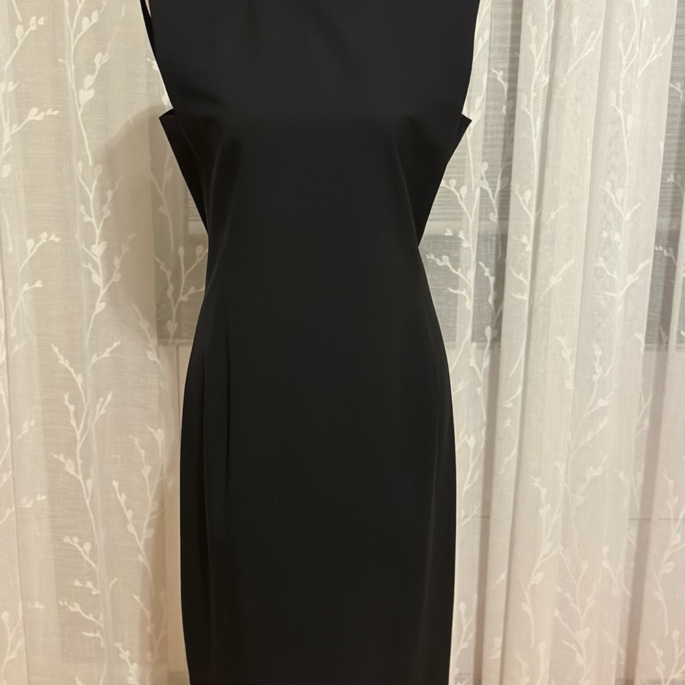 Theory Black Halter Sheath Midi Dress